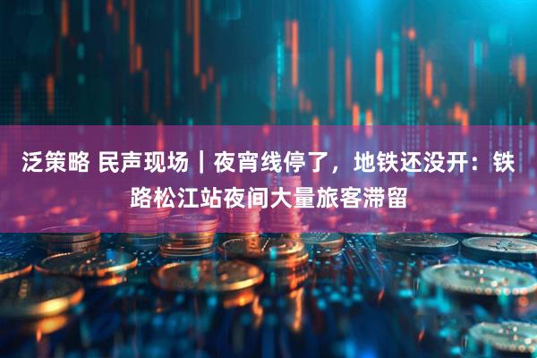 泛策略 民声现场｜夜宵线停了，地铁还没开：铁路松江站夜间大量旅客滞留
